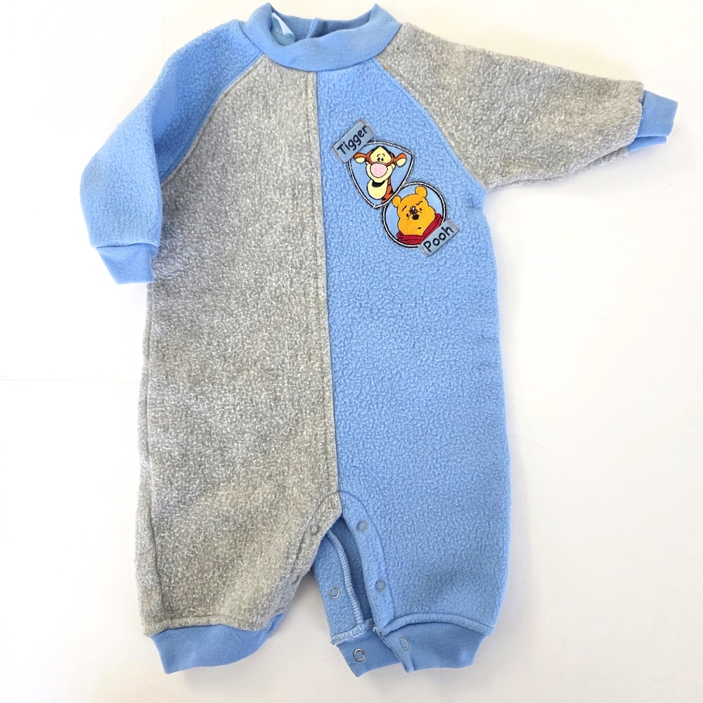 Vintage Disney Baby Pooh Tigger 90's Y2K Sleeper Onsie Colorblock 0-3 Months